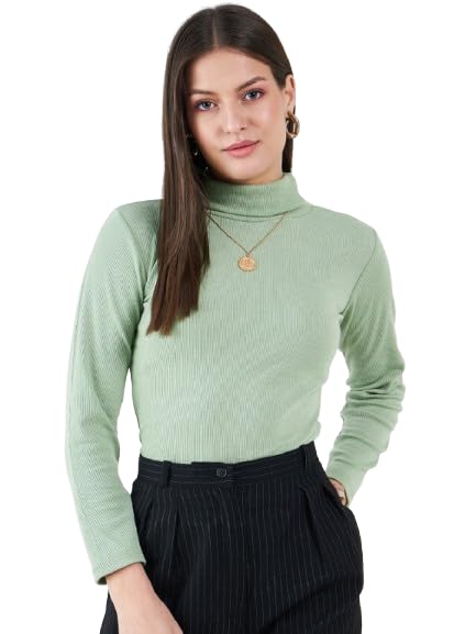 Buy n.H.K.a. Pista Green Long Sleeves Turtle Neck Top at Amazon.in